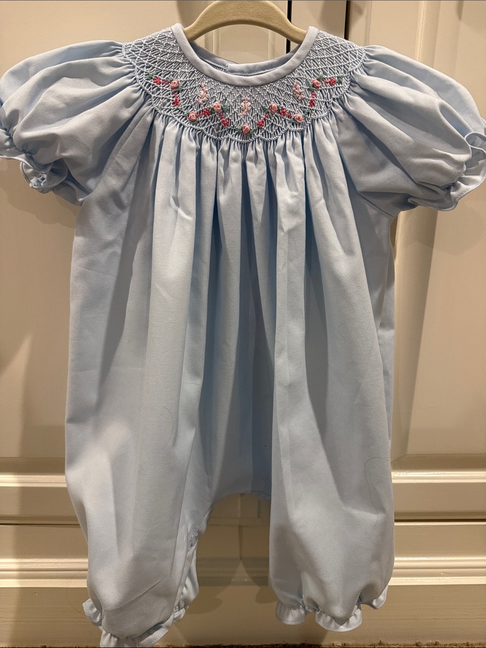 Luli & Me Light Blue Smocked Romper